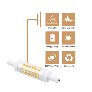 Bonlux Dimmable R7S Led Bulb 78Mm (3'') - 5W T3 Double Ended J Type J78 Led Flood Light Daylight 6000K, 45W Halogen Replacement