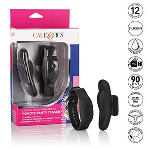 Calexotics Lock N Play Wristband Remote Panty Teaser- Waterproof Silicone Sex Toys For Couples - 12 Vibe Function Adult Remote Vibe Massager - Black, 1Count