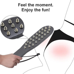 Pfylinqo Studded Spanking Paddle for Adult BDSM, Slut Paddle Sex Play with Safe Single Sided Rivets, Adult Sex Leather Paddle Fl