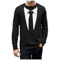 Tstars Suit & Tie Long Sleeve Tuxedo Shirt for Men Funny Top for Wedding Bachelor Party Halloween Events Medium Black