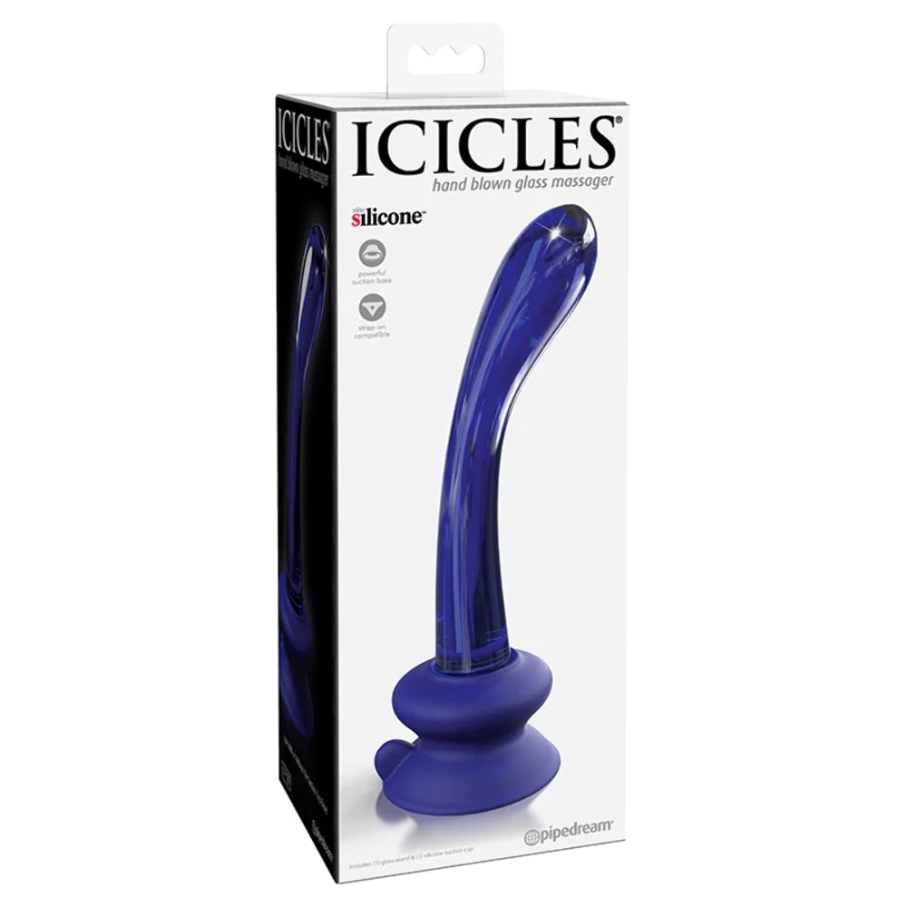 PIPEDREAM - Icicles No. 89 - Glass Suction Cup G-Spot Wand - Blue