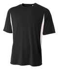 A4 Youth Cooling Performance Color Block Short Sleeve Tee, Black/White, X-Large