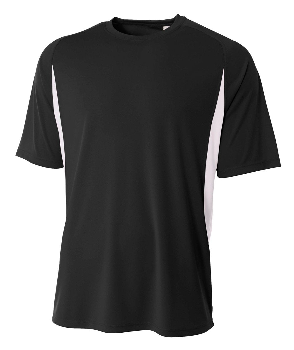 A4 Youth Cooling Performance Color Block Short Sleeve Tee, Black/White, X-Large