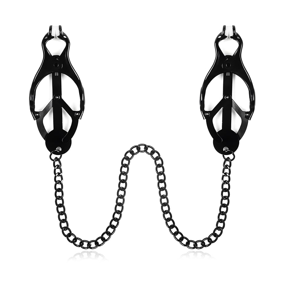 Nipple Clamps with Chain Necklace Non Piercing BDSM Bondage Restrain Leather Collar Nipple Clamps Sex Pleasure Women Adjustable