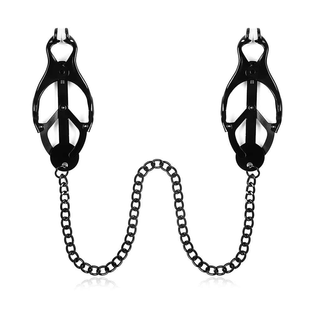 Nipple Clamps with Chain Necklace Non Piercing BDSM Bondage Restrain Leather Collar Nipple Clamps Sex Pleasure Women Adjustable