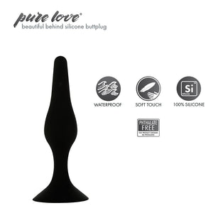 Pure Love Silicone Anal Butt Plug 4.5'', Adult Sex Toy, Classic Sex Toy, Black