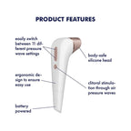 Satisfyer Number Two Airpulse Clitoris Stimulator  Noncontact Clitoral Sucking Pressurewave Technology  Waterproof