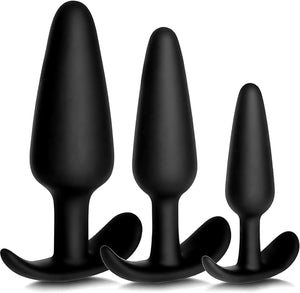 for Comfortable Long-Term Wear Silicone Anal Plug ,3Pcs Training Set/Anal Sex Trainer /Prostate Massage Anus Dilator Anal Ball f