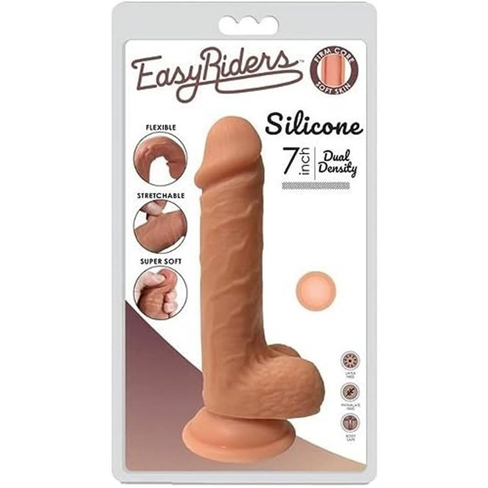 Easy Riders 7In Dual Density Silicone Dong W/ Balls