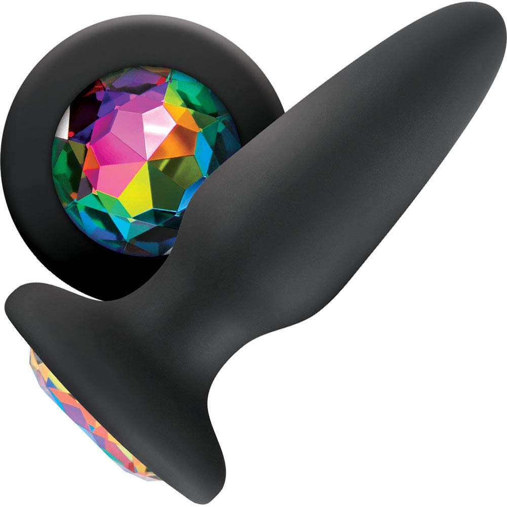Glams Black Silicone Butt Plug Rainbow Gem