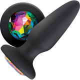 Glams Black Silicone Butt Plug Rainbow Gem