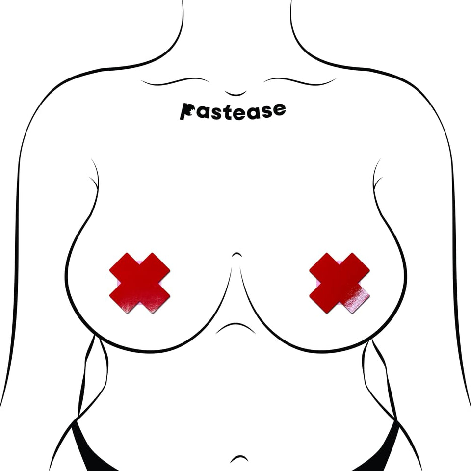 Pastease Petite Plus X Faux Latex Red Crosses