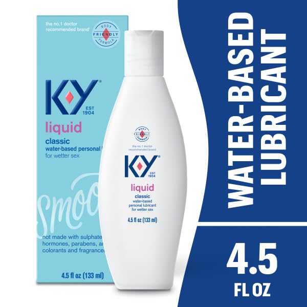 K-Y Liquid Personal Lubricant 4.5 Oz Premium Natural Feeling Water-Based Lube For Men Women & Couples (Pack Of 2)