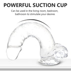 Realistic Dildo Stimulator- 8.2 '' Big Dildos with Suction Cup Adult Sex Toy for Women/Men/Gay, Flexible Clear with Curved Shaft
