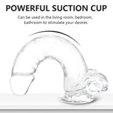 Realistic Dildo Stimulator- 8.2 '' Big Dildos with Suction Cup Adult Sex Toy for Women/Men/Gay, Flexible Clear with Curved Shaft