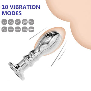 Anal Butt Plug Stainless Steel Anal Vibrators Prostate Massager 7 Speeds Vibrating Butt Plug Dildos Anal Sex Toy Adults 18(A)
