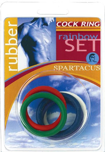 Spartacus Rubber Cock Ring, 1.25&quot;, 5 Multicolor Pack