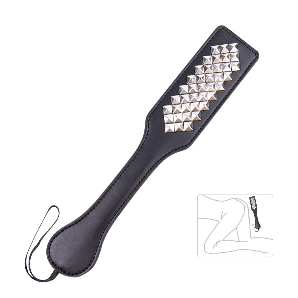 Spanking Paddle, Slut Leather SM Tool with Rivet for Extra Sensation Flirt Sex Restraint Bondage Adult Sex Toy for Couple Lover