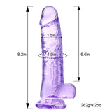 Purple Suction Cup Dildo - 8.2 '' Realistic Dildo, Large Adult Sex Toy with Suction Cup, Suitable for Women/Men/Gay, with Curved