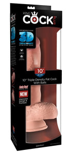 King Cock Plus Triple Density 10 Inch Fat Cock With Balls - Flesh