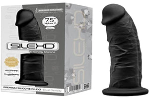 Silexd 7.5 Inch Realistic Silicone Dual Density Dildo With Suction Cup Black
