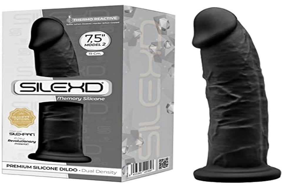 Silexd 7.5 Inch Realistic Silicone Dual Density Dildo With Suction Cup Black
