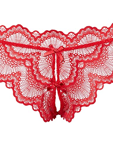 Dg Lace Tenga Open-Crotch Panty Red Xl