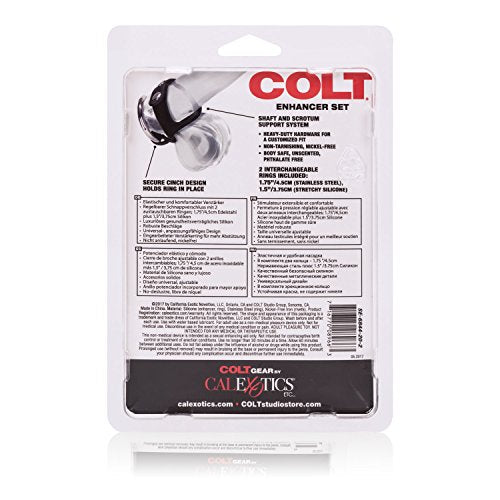 Calexotics Colt Enhancer Set - Silicone Male Enhancement Ring With Support Band - Sex Toys For Men - Black