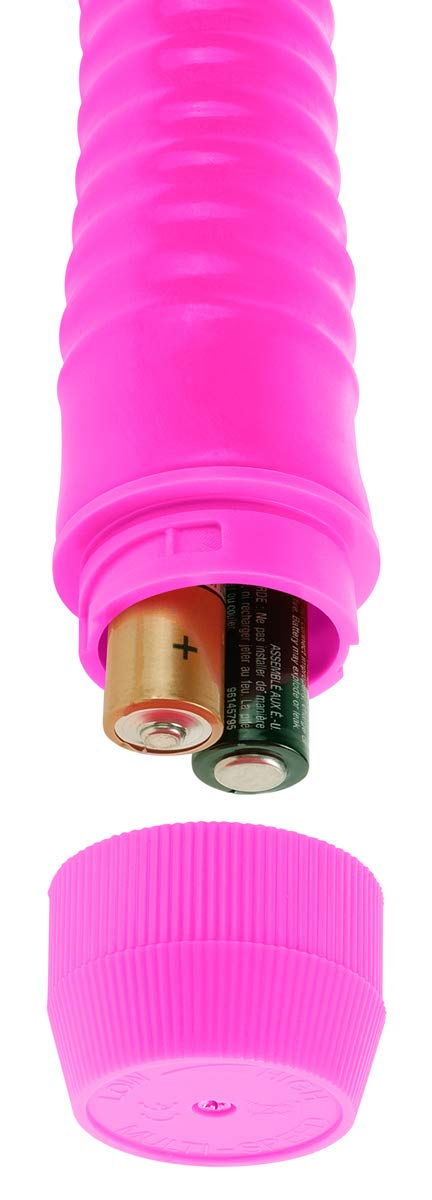 Pipedream Neon Ribbed Rocket Dildo, Pink, 1 Pound