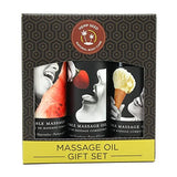 Edible Massage Oil Gift Set Box - 2 Fl. Oz. Bottles - Strawberry, Watermelon, Vanilla