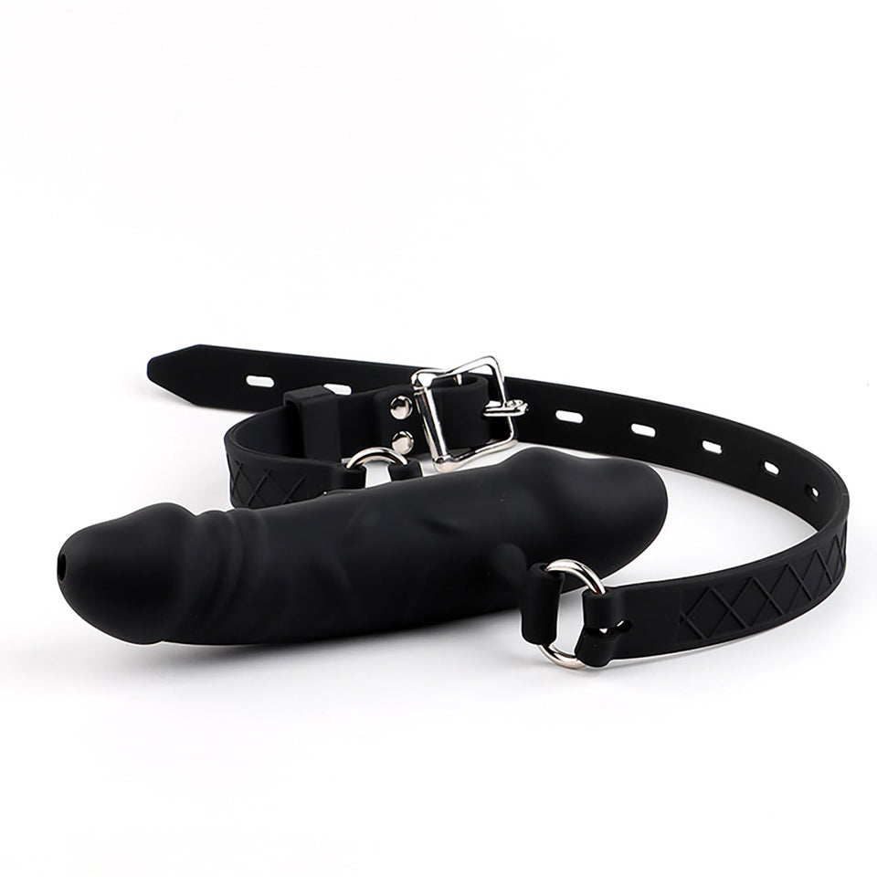 Penis Gag Silicone Dildo Gag Chastity Realistic Dildos Adjustable Belt BDSM Bondage Sex Toy