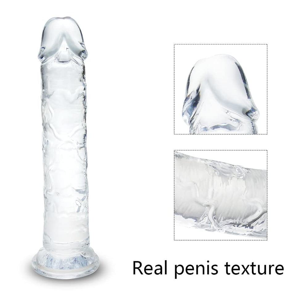 7 Inch Small Realistic Dildo, Soft Lifelike Beginner Sex Toy Thin Penis Clear with Strong Suction Cup for Womens/Men/Gay,Adult L