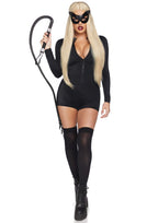 Leg Avenue Zipper Front Long Sleeved Romp Black Color