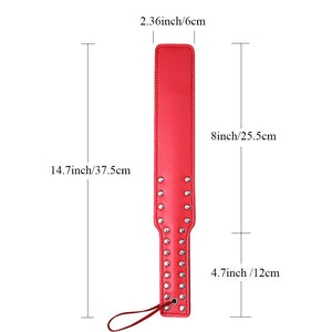 Quality Studded Spanking Paddles, 14.7inch Faux Leather Paddle for Adults Sex Play, Red