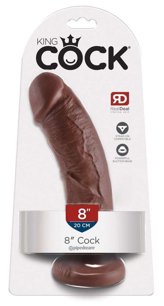 Pipedream King Cock Dildo, Brown, 8 Inch