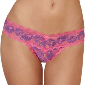 Crotchless Lace V-Thong F Purple S/M