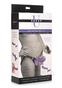 (D) STRAP U 28X DOUBLE DIVA 2I DOUBLE DILDO W/ HARNESS PURPLE