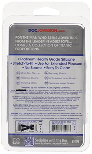 Doc Johnson Titanmen Silicone Cock Rings Double Pack, Blue