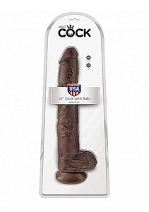 King Cock 14In Cock With Balls - Brown