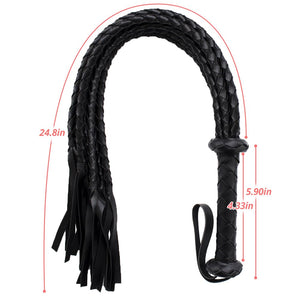 FST Leather Whip with Braided Handle Flogger BDSM Spanking Paddle Sex Toy for Couples Play