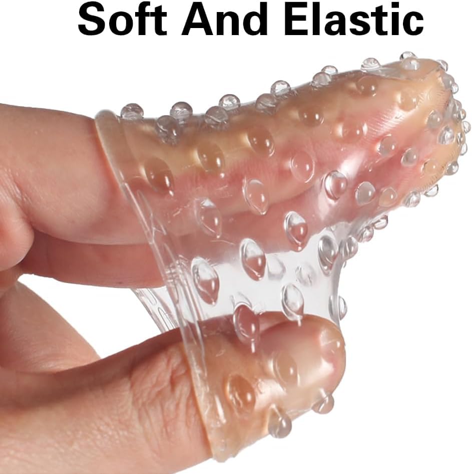 2PC Finger Sleeves Vibrator Accessories, Masturbation Sleeve G-Spot Clitoral Stimulator Finger Sleeves, Soft Silicone Vagina Mas