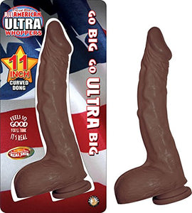 Nasstoys All American Ultra Whoopers Dong, Brown, Curved, 11 Inch