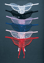 Sheer Butterfly Applique Crotchless Panty With Pearl And Sequin Detail