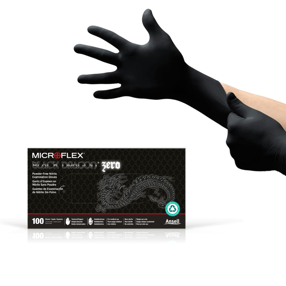 Microflex Bd1004Npf Examination Gloves Black Dragon Zero Powderfree Nitrile  100 Pack