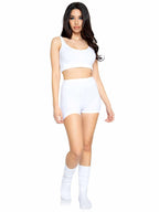 3 Pc Ultra-Soft Cozy Knit Cropped Tank, Boyshort, And Matching Knee Socks.