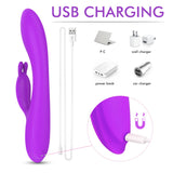 G Spot Rabbit Vibrator with Heating Function and Bunny Ears for Clitoris G-spot Stimulation,Waterproof Dildo with 9 Powerful Vib