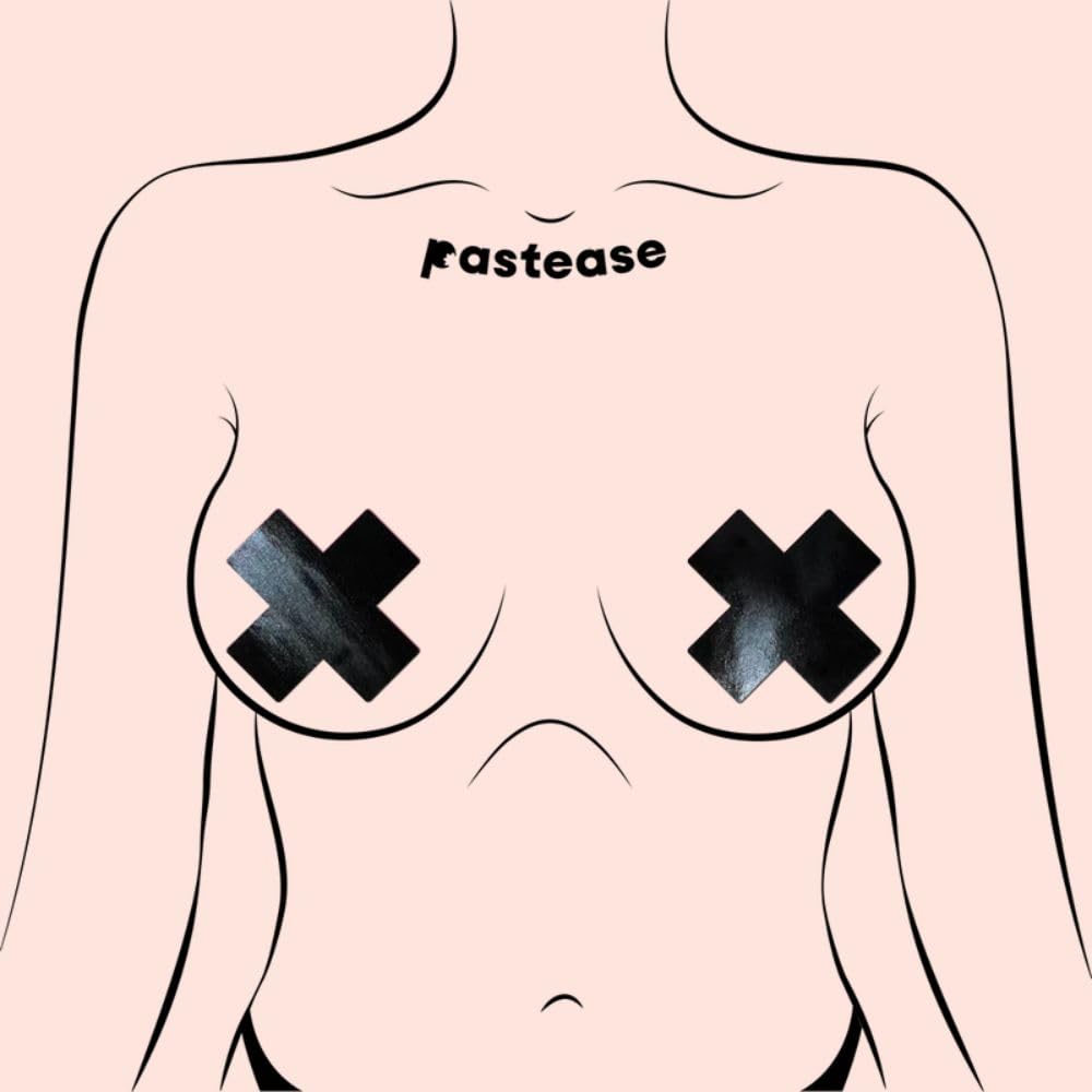 Pastease Plus X Faux Latex Black Crosses