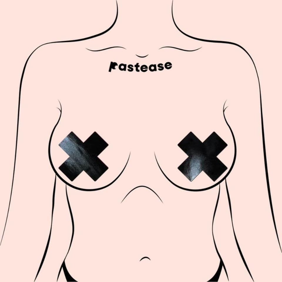 Pastease Plus X Faux Latex Black Crosses