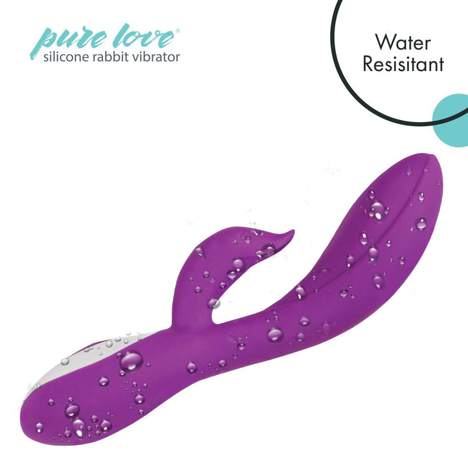Pure Love G-Spot Silicone Rabbit Vibrator Purple, Rechargeable Clitoris Stimulator, Water-Resistant and Multi Function, Adult Se