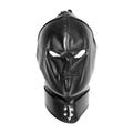 Leather Bondage Mask Black Full Face Restraint Head Hood SM Head Mask BDSM Fetish Hood Adjustable Headgear with Zipper for Adult